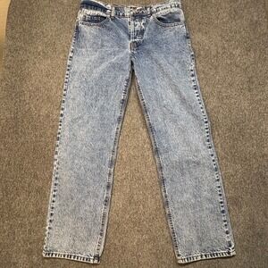 Revice Los Angeles Acid Wash Straight Leg Jeans Blue High Waist Size 28